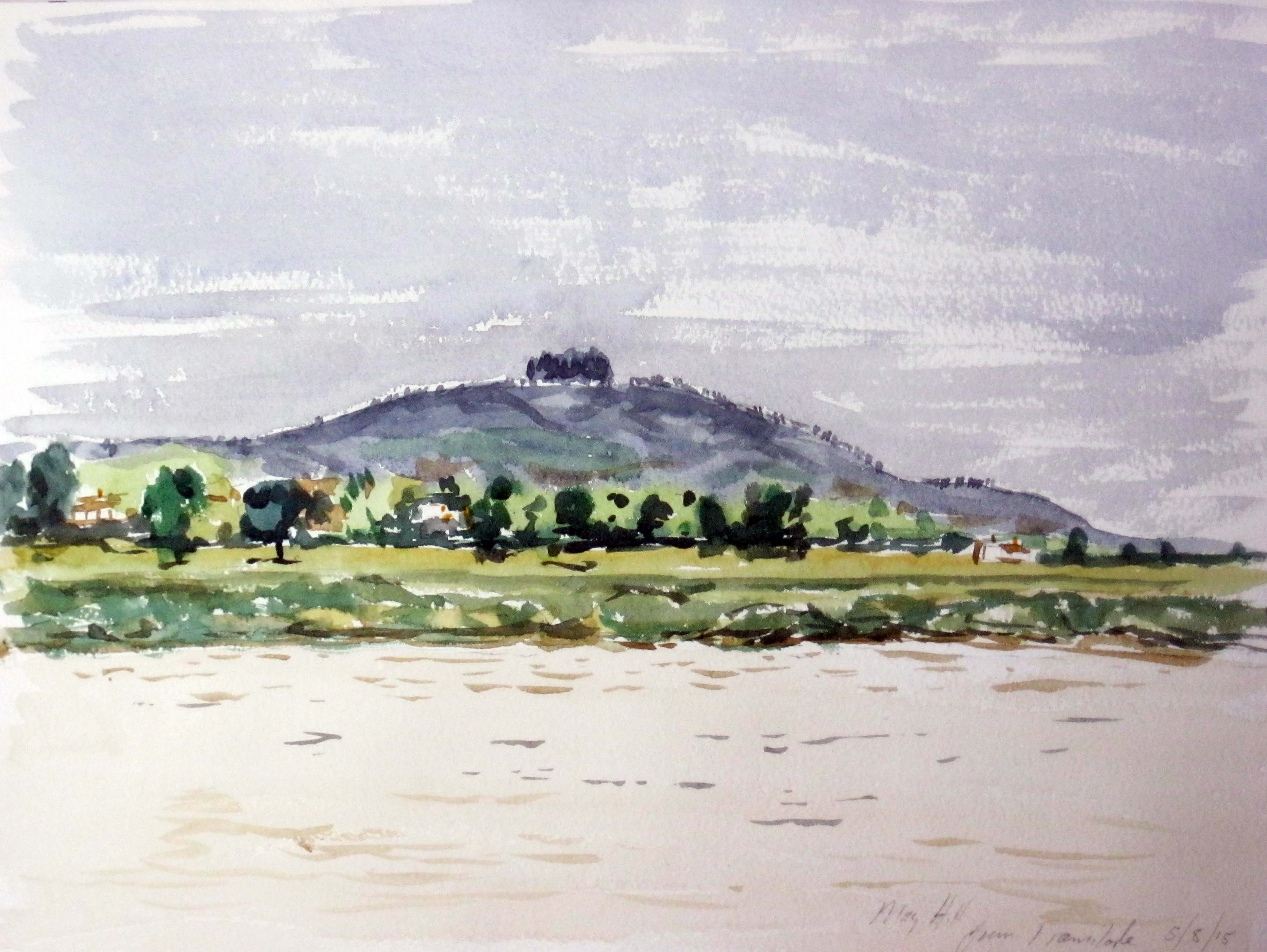 artist roy munday, painting, watercolour of may hill, from framilode, gloucestershire