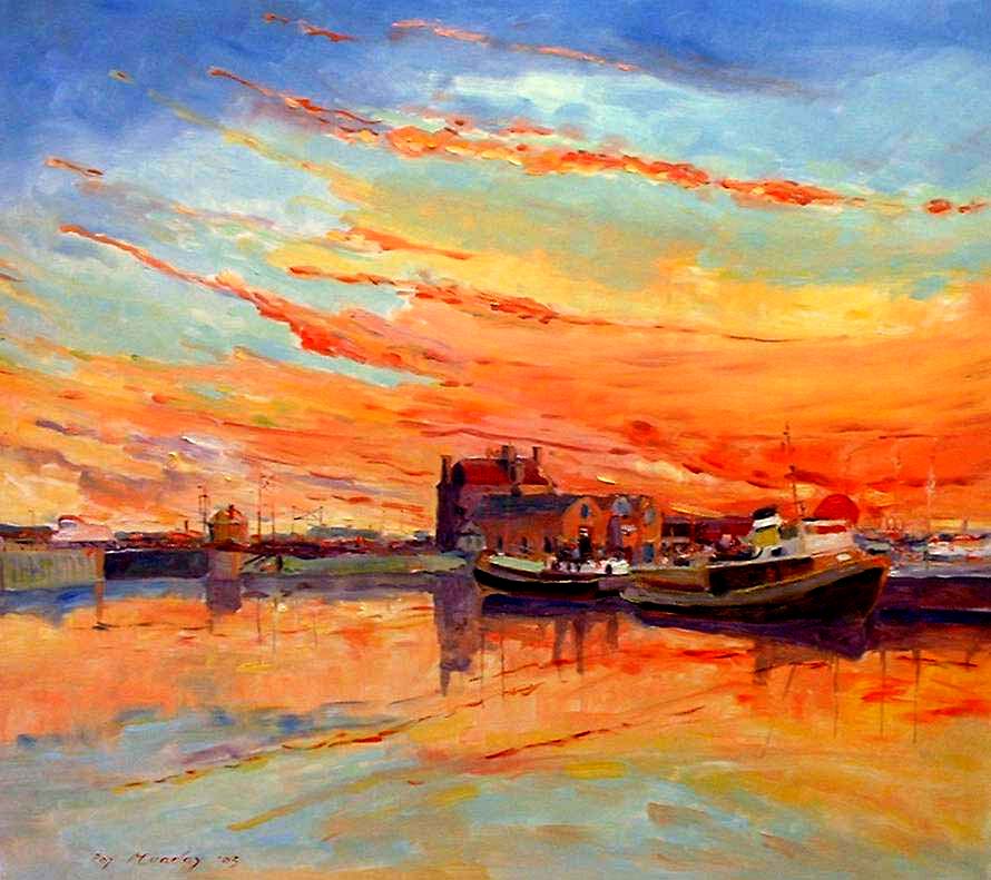 painting of sunset, Albert Dock, Liverpool, buy painting, buy print, 